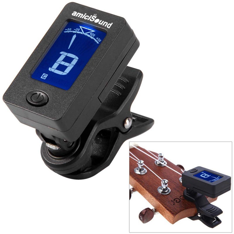 amiciSound Automatic Clip-on Tuner for Chromatic Guitar Bass, Violin, Ukulele With Digital LCD Display - Image 5