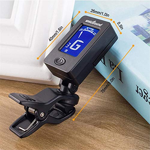 amiciSound Automatic Clip-on Tuner for Chromatic Guitar Bass, Violin, Ukulele With Digital LCD Display - Image 3