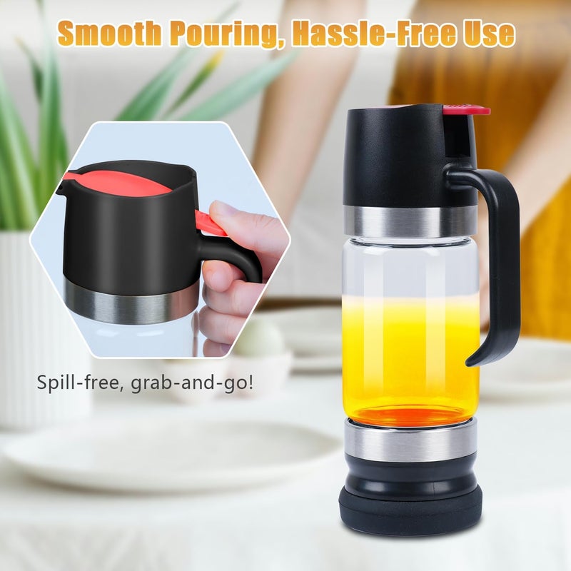 Ecopandy Honey Dispenser No Drip with Stand, 12 OZ Glass Honey Jar, Syrup Dispenser, Easy One Hand Use Honey Pot for Coffee or Tea, Mess Free Honey Dispenser for Syrup, Honey Container (2PCS Black) - Image 3