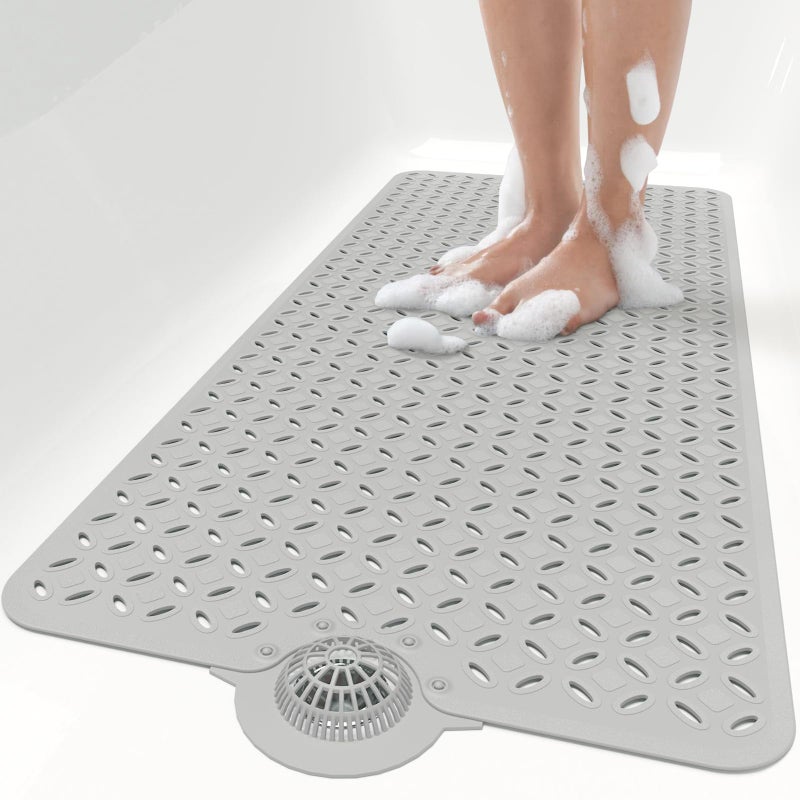 OTHWAY Non-Slip Bath Mat for Bathtub: 40 X 100 CM Long Bathtub Mat with Hair Catcher│Shower Mats with Large Drain Holes - Image 1