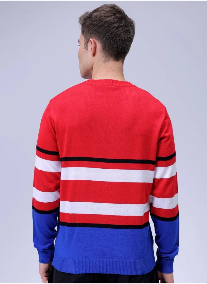 شركة المرآب الهندية Men Relaxed Fit Printed Red Sweater