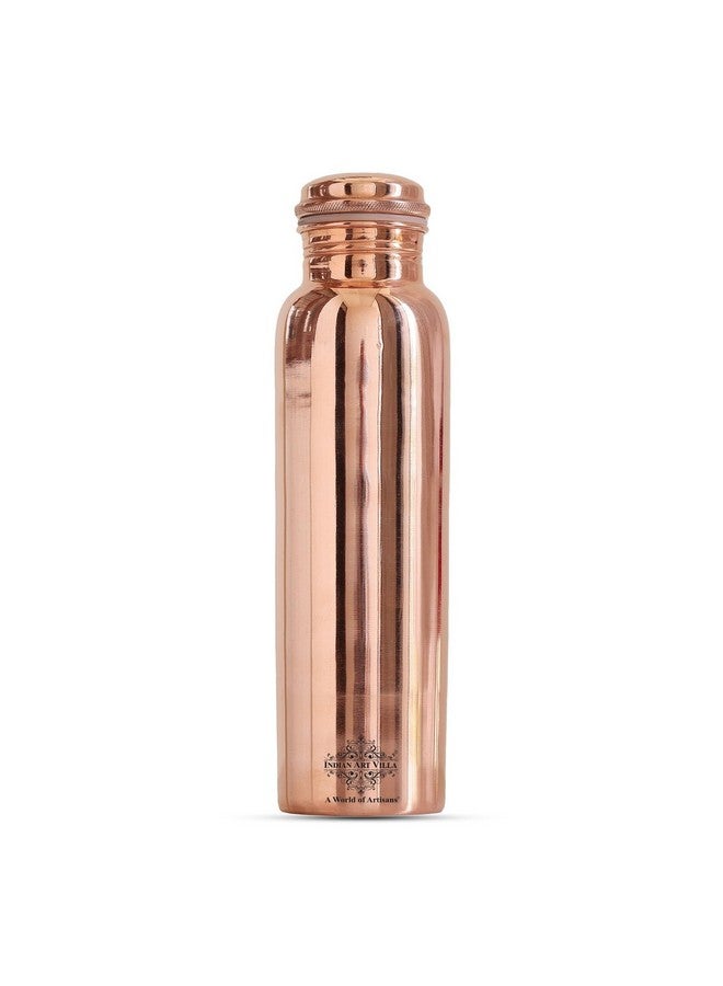 INDIAN ART VILLA Copper Shine Finish Water Bottle - 1000 ML, Pure Copper Bottle for Ayurvedic Health Benefits, Drinkware, Stylish Design for Daily Use, Yoga, Travel, Office, and Gifting, Set of 1 - Image 2
