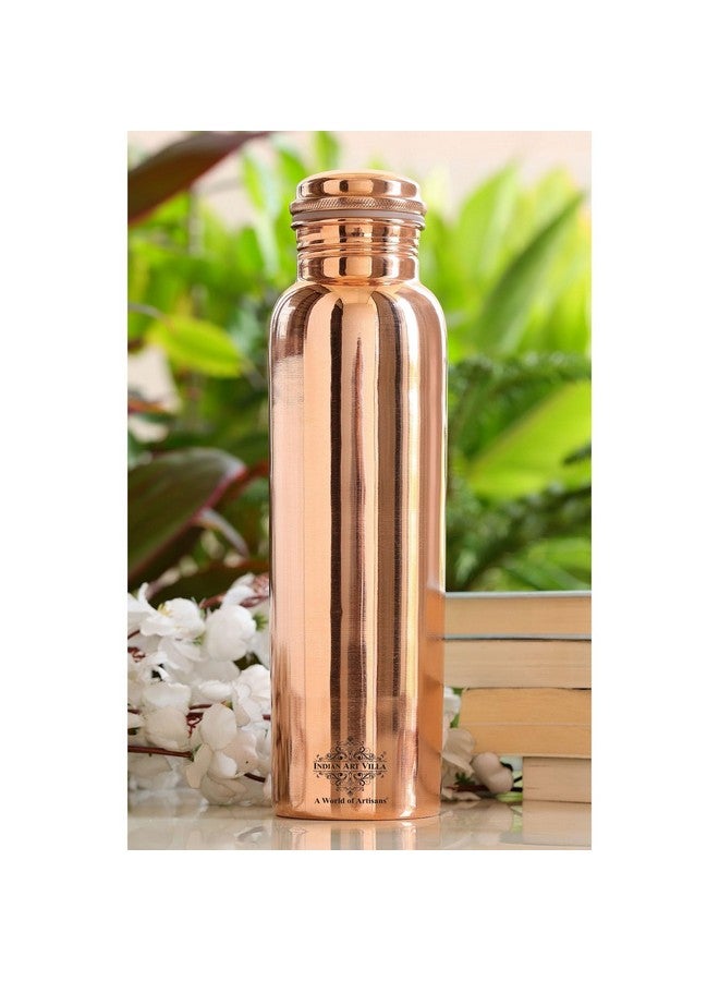 INDIAN ART VILLA Copper Shine Finish Water Bottle - 1000 ML, Pure Copper Bottle for Ayurvedic Health Benefits, Drinkware, Stylish Design for Daily Use, Yoga, Travel, Office, and Gifting, Set of 1 - Image 3