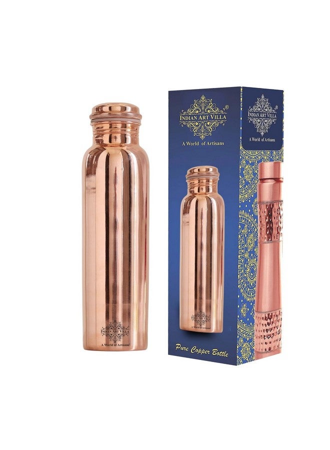 INDIAN ART VILLA Copper Shine Finish Water Bottle - 1000 ML, Pure Copper Bottle for Ayurvedic Health Benefits, Drinkware, Stylish Design for Daily Use, Yoga, Travel, Office, and Gifting, Set of 1 - Image 1