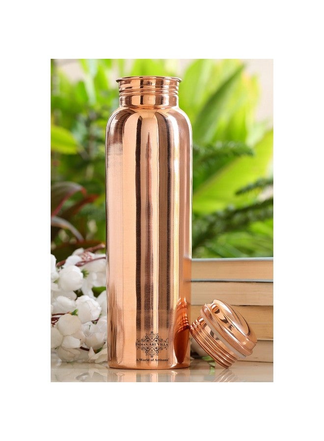 INDIAN ART VILLA Copper Shine Finish Water Bottle - 1000 ML, Pure Copper Bottle for Ayurvedic Health Benefits, Drinkware, Stylish Design for Daily Use, Yoga, Travel, Office, and Gifting, Set of 1 - Image 4