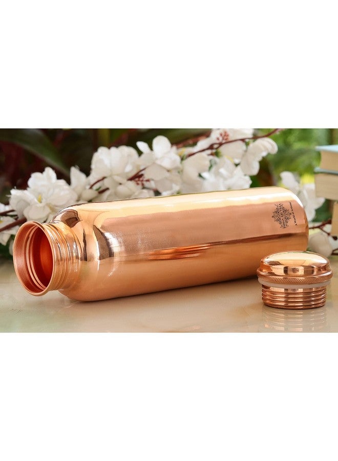 INDIAN ART VILLA Copper Shine Finish Water Bottle - 1000 ML, Pure Copper Bottle for Ayurvedic Health Benefits, Drinkware, Stylish Design for Daily Use, Yoga, Travel, Office, and Gifting, Set of 1 - Image 5