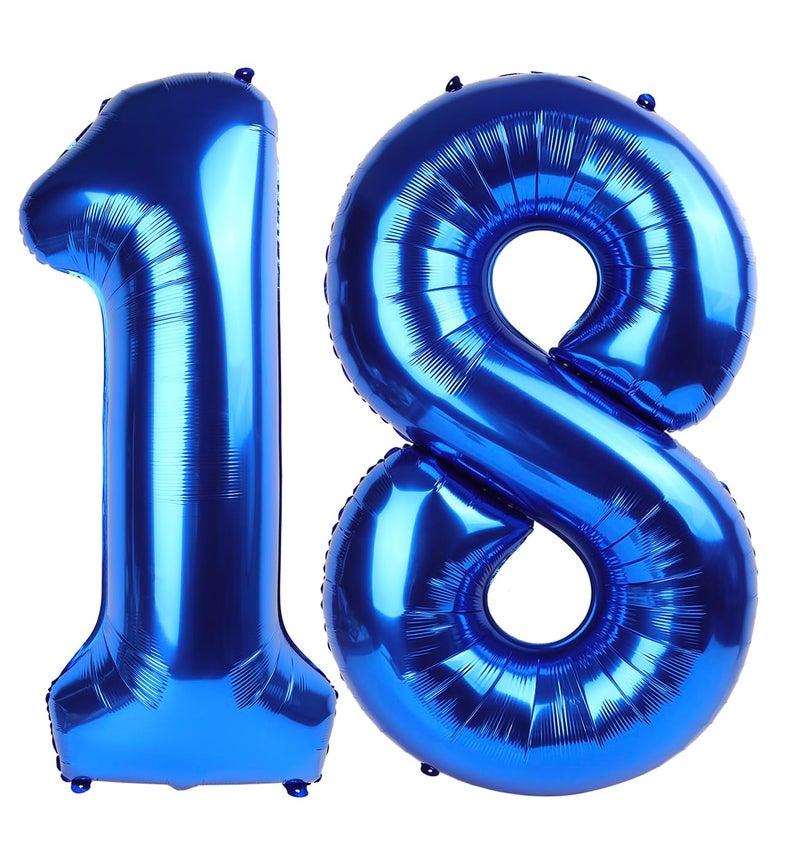 IWERP Navy Blue Number 18 Balloon 40 inch 18 Number Balloons 18th Navy Blue Birthday Decorations 18 Year Old Girls Boys Blue Party Supplies - Image 3