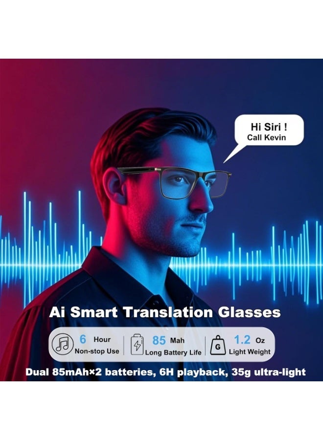 توب كور نظارات ذكية للترجمة بالذكاء الاصطناعي مع دردشة GPT وبلوتوث للرجال والنساء، تدعم 140 لغة، وعدسات متغيرة الألوان، وسماعات رأس شفافة مع مكبر صوت، ونظارات شمسية، مناسبة للسفر والاجتماعات والتجارة والأعمال. - Image 5