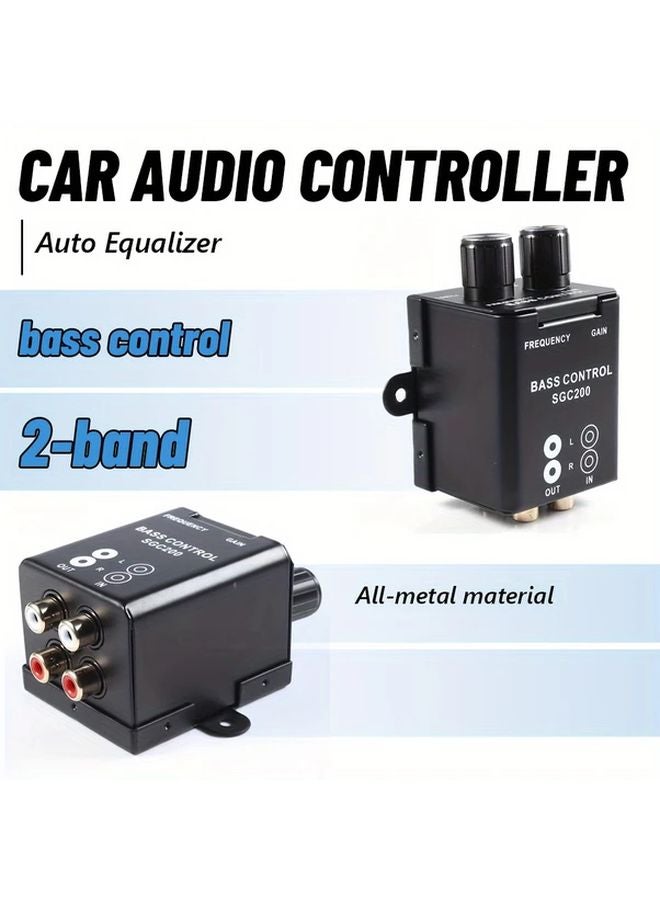 Black 2 Band Equalizer Audio Potentiometer RCA Car Amplifier Bass Controller - Image 2