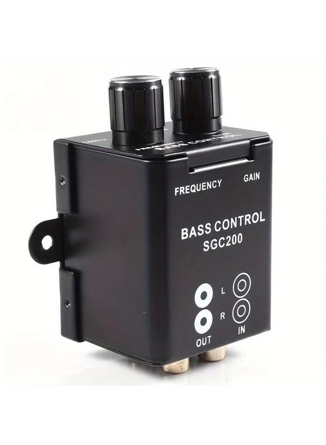 Black 2 Band Equalizer Audio Potentiometer RCA Car Amplifier Bass Controller - Image 1