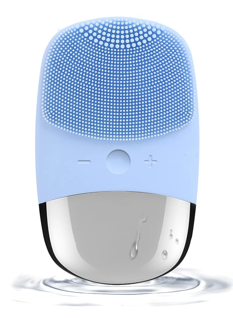 Excefore Facial Cleansing Brush, Silicone Face Scrubber, IPX7 Waterproof Blue - Image 1