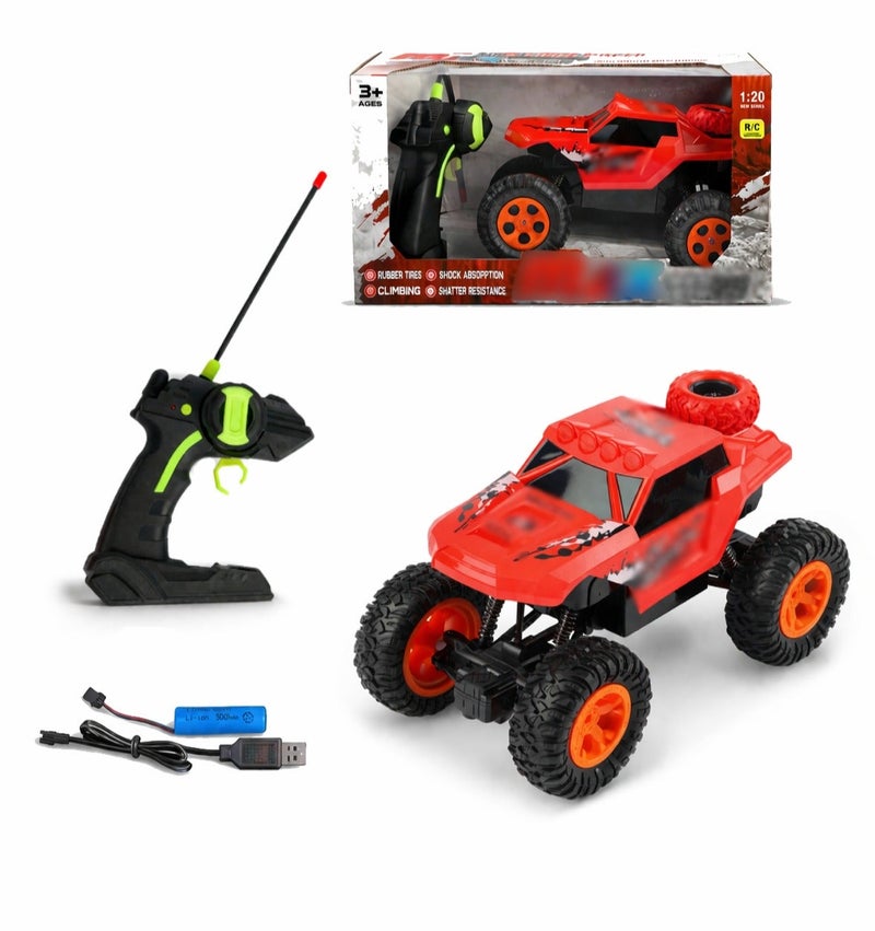 O2. 1:20 Scale Battery-Powered Remote Control Off-Road Climbing Car with Rubber Tires and Shock Absorption – R/C Forward & Backward All-Terrain Vehicle Toy for Kids Age 3+ - Image 1