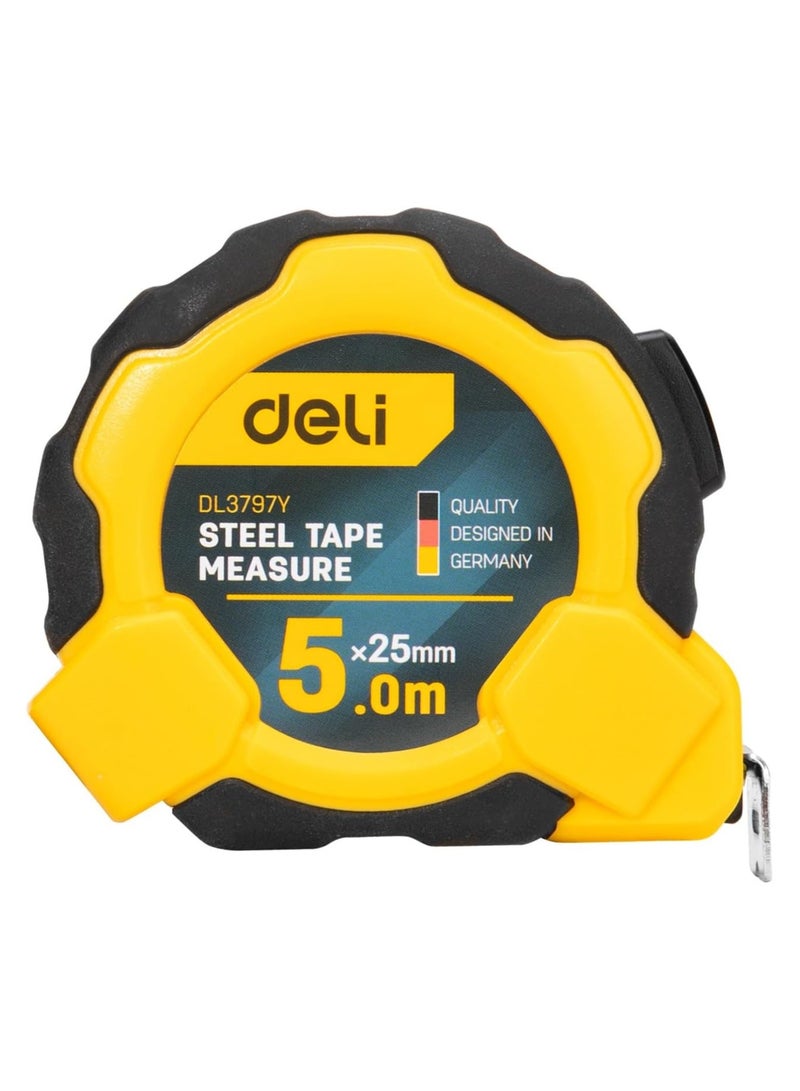 ديلي شريط قياس ذاتي القفل من Deli DL3797Y، مقاس 5 أمتار × 25 مم - Image 3