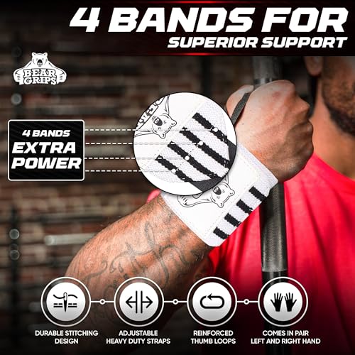 Bear Grips Wrist Wraps for Weightlifting Weight Lifting Wrist Straps for Weightlifting Extra Strength Gym Wrist Wraps Two Wrist Wrap Per Pack 12 18 Lifting for Men Women - Image 3