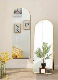 Beauenty Mirror Full Length 150cm,Arched Aluminum alloy Large Standing Dressing Mirror Hanging Leaning Against Wall Mounted Mirror with Stand for Bedroom Locker Room Living Room (gold)  - Image 3