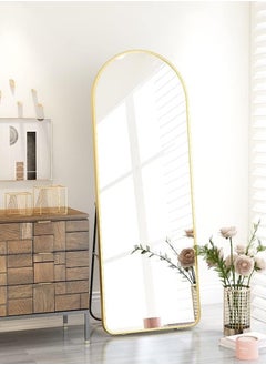 Beauenty Mirror Full Length 150cm,Arched Aluminum alloy Large Standing Dressing Mirror Hanging Leaning Against Wall Mounted Mirror with Stand for Bedroom Locker Room Living Room (gold)  - Image 2