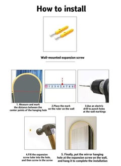 Beauenty Mirror Full Length 150cm,Arched Aluminum alloy Large Standing Dressing Mirror Hanging Leaning Against Wall Mounted Mirror with Stand for Bedroom Locker Room Living Room (gold)  - Image 4