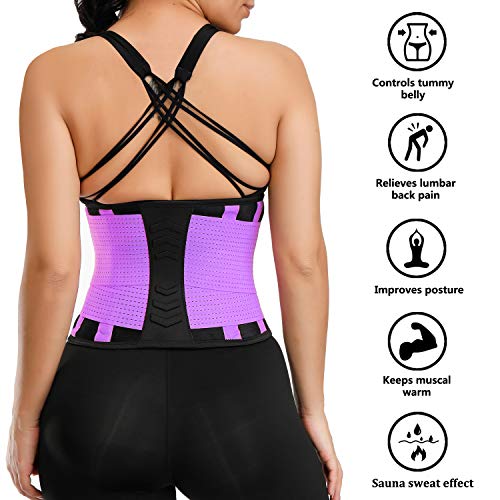 VENUZOR Waist Trainer Belt for Women - Waist Cincher Trimmer - Slimming Body Shaper Belt - Sport Girdle Belt (UP Graded)(Purple,M) - Image 2