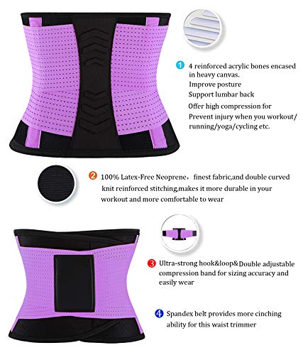 VENUZOR Waist Trainer Belt for Women - Waist Cincher Trimmer - Slimming Body Shaper Belt - Sport Girdle Belt (UP Graded)(Purple,M) - Image 5