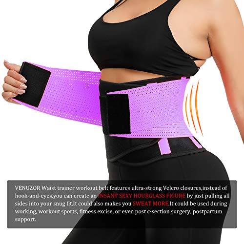 VENUZOR Waist Trainer Belt for Women - Waist Cincher Trimmer - Slimming Body Shaper Belt - Sport Girdle Belt (UP Graded)(Purple,M) - Image 4