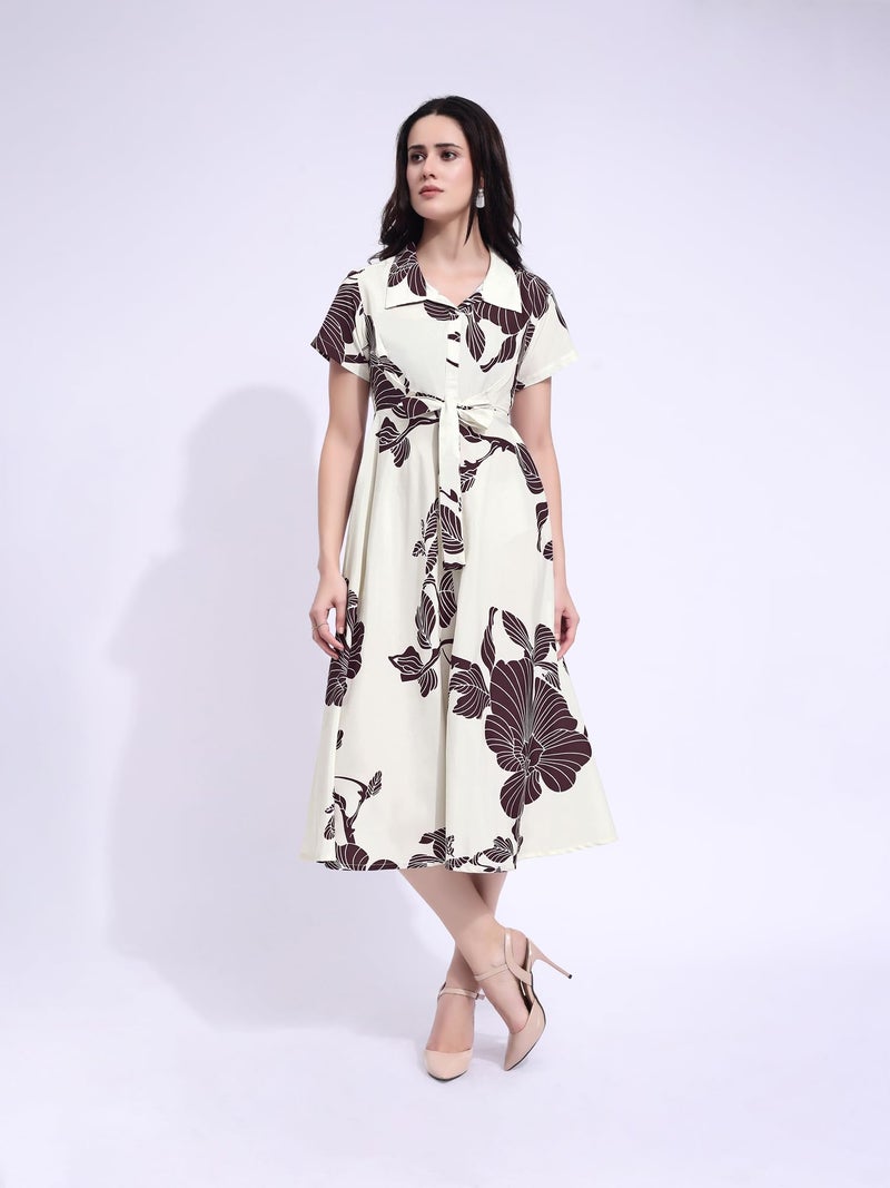 PURVAJA Women’s Maxi Cotton Blend Dress (Floe-272-M_Off-White) - Image 4