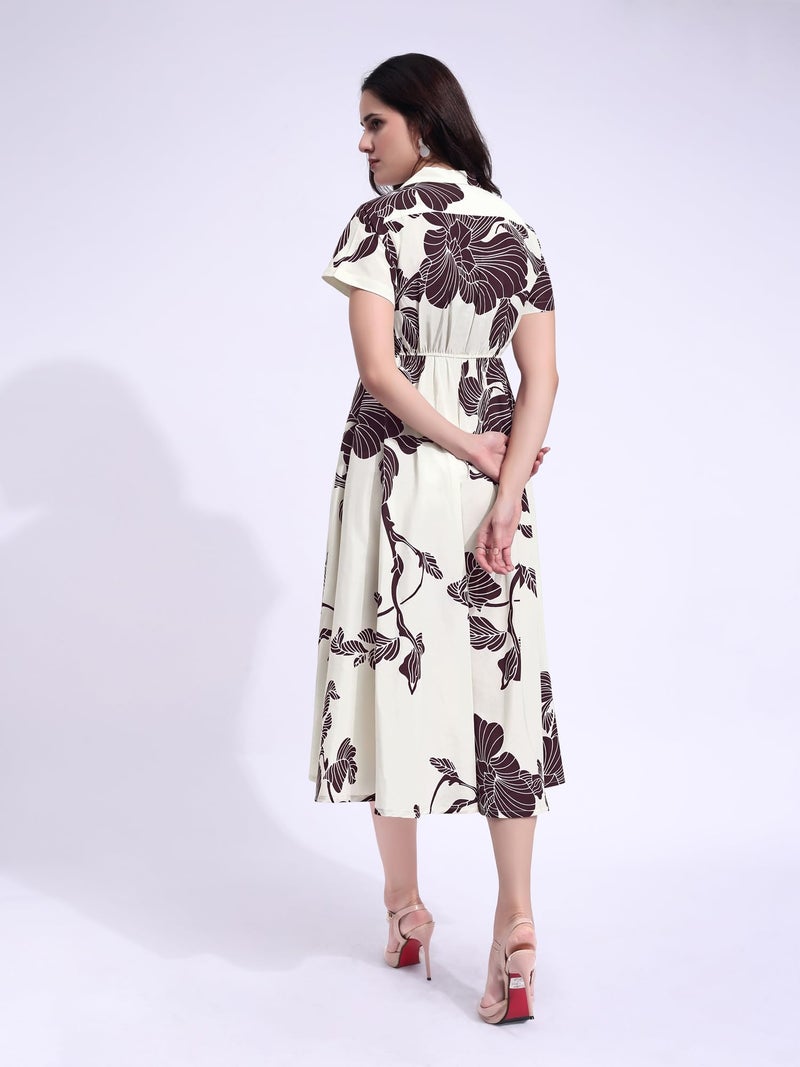 PURVAJA Women’s Maxi Cotton Blend Dress (Floe-272-M_Off-White) - Image 3