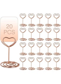 Generic 20pcs Mini Place Card Holders, Heart Place Table Number Holders, Table Card Holders for Photos, Food Signs, Memo Notes, Weddings, Restaurants, Birthdays (Rose Gold)  - Image 1