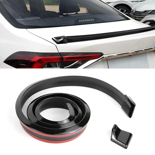 Wogomz Car Rear Spoiler Roof Lip Kit Carbon Fiber 3D Rubber Car Trunk Roof Spoiler Trim Strip Rear Trunk Lip Roof Spoiler Sticker Bar Cool Car Decoration PunchFree Accessories Glossy Black - Image 1
