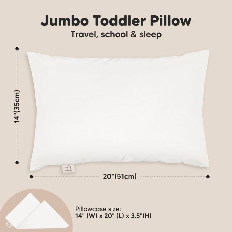 KeaBabies Toddler Pillow with Pillowcase, Jumbo 14X20 - Soft Organic Cotton Toddler Pillows for Sleeping - Machine Washable - Perfect for Travel, Toddler Bed Set (Soft White) - Image 3