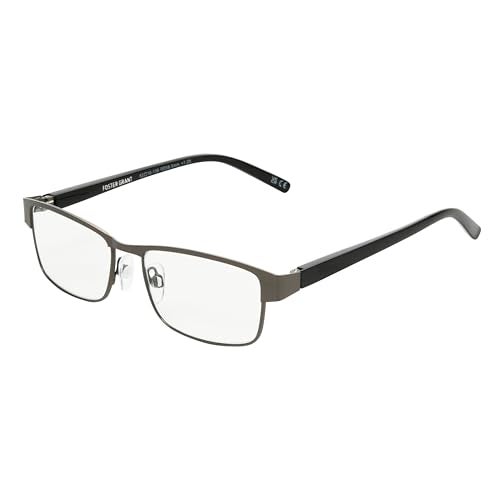 Foster Grant Men's Leo Square Reading Glasses, Gunmetal/Transparent, 59 mm + 1.25 - Image 1