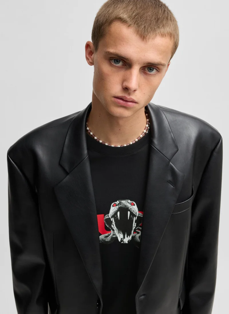 هوجو Oversized-fit T-shirt in cotton with animal graphic