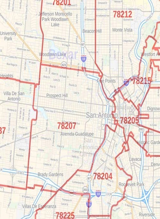 MapSherpa San Antonio, Texas ZIP Codes - 36" x 48" Laminated Wall Map - Image 2