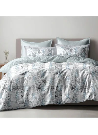 Donetella Comforter Set 6-Pcs King Size Printed Reversible Double Bed Ft 200 x 200 CM All Season Comforter With (350 GSM) Down Alternative Filling, Silver