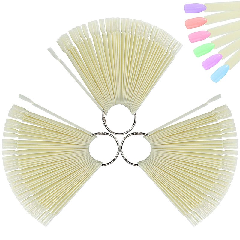 ZOENHOU 150 Nail Swatches Plastic Nail Art Sample Sticks with Ring for Professional Use Home DIY Art Supplies