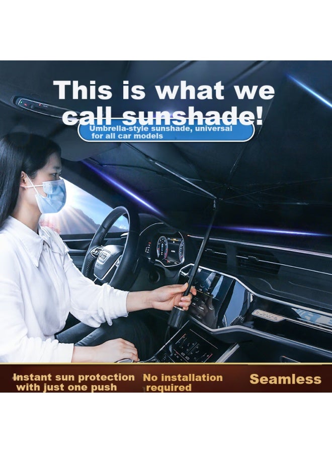 Ornaments Huashi Car Sunshade, Car Sun Umbrella, Car Sun Visor, Sunshade For Car Interior, Sun Protection, Heat Insulation, Car Sun Protection Front Windshield Cover, Large Size - Image 5