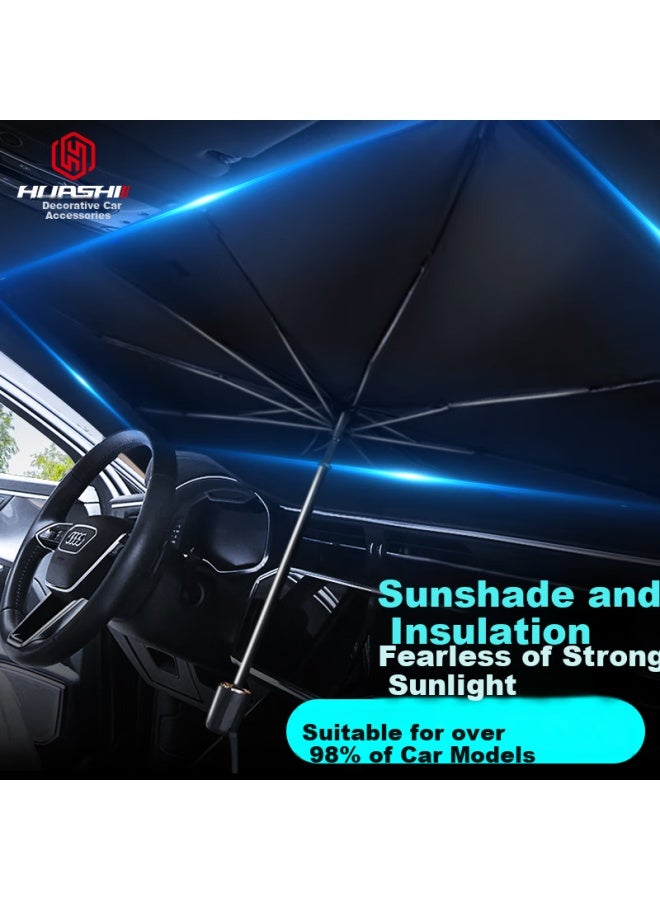 Ornaments Huashi Car Sunshade, Car Sun Umbrella, Car Sun Visor, Sunshade For Car Interior, Sun Protection, Heat Insulation, Car Sun Protection Front Windshield Cover, Large Size - Image 1