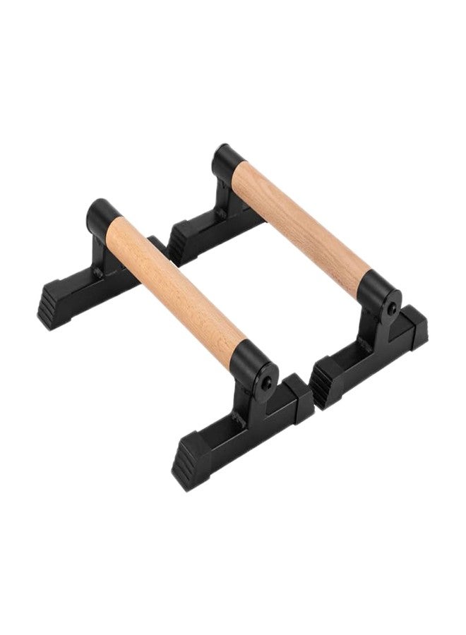 Buric Wood Push up Bars Parallettes Bars Higher Quality Calisthenics Equipment Perfect, Pushup Bar and Handstand Push up Handles for Calisthenics, Fitness, Gymnastics, Aerobics Support 620 Lbs (Black 33cm) - Image 1