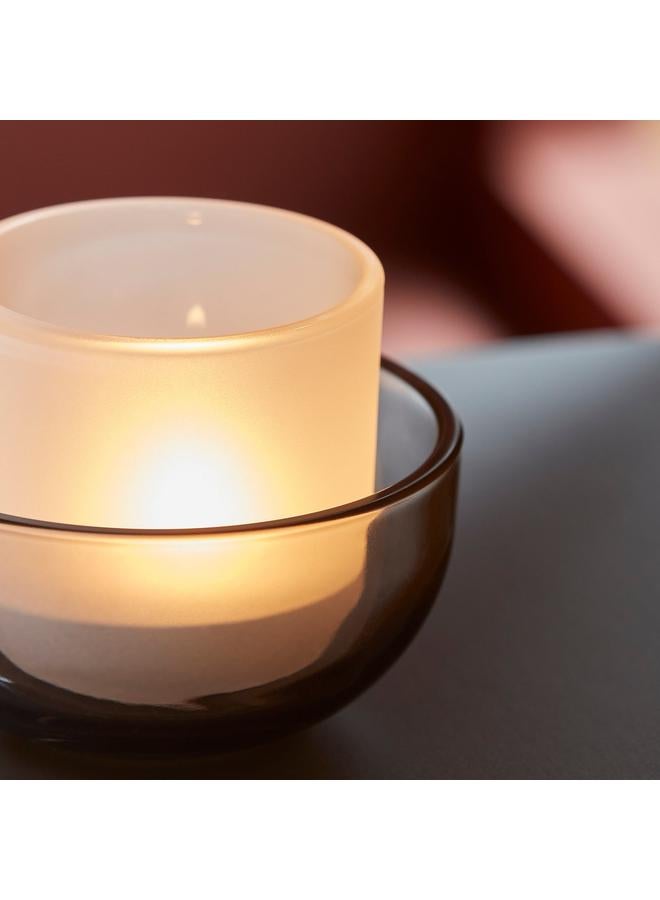 Zaboon Tealight Holder, Set Of 2, Grey/Frosted Glass - Image 4