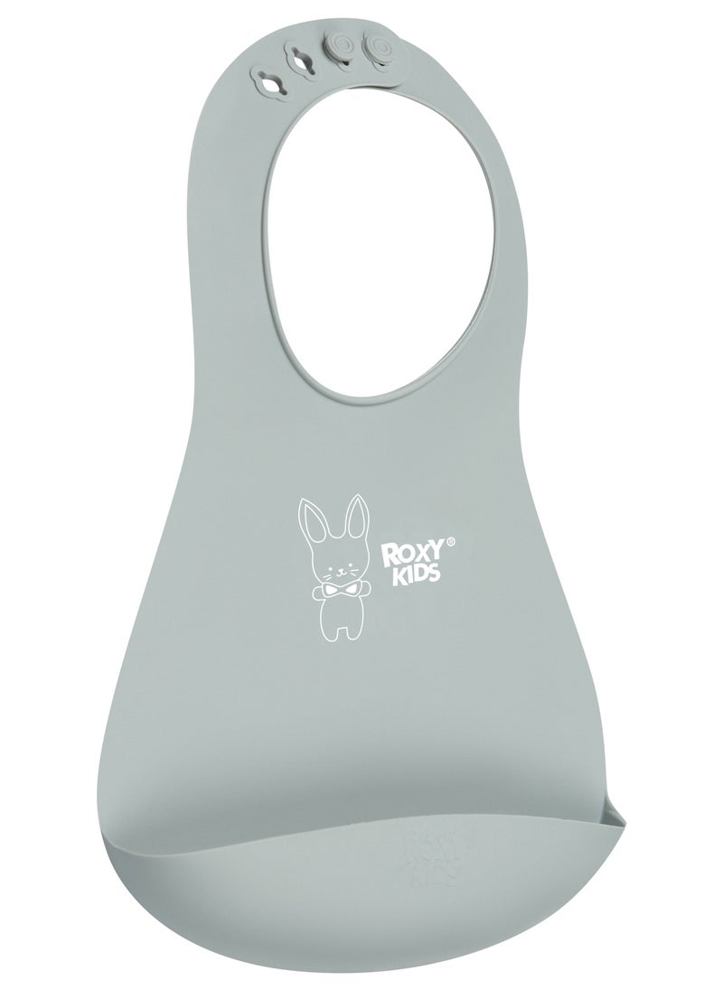 Generic Soft Bib with Crumb Catcher Pocket – BPA-Free TPE, Adjustable Neck, Dishwasher Safe, Travel-Friendly, Hypoallergenic, Mint, from 6 Months  - Image 3