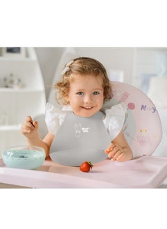 Generic Soft Bib with Crumb Catcher Pocket – BPA-Free TPE, Adjustable Neck, Dishwasher Safe, Travel-Friendly, Hypoallergenic, Mint, from 6 Months  - Image 4