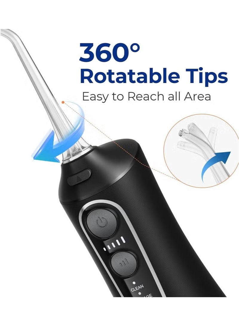 Bitvae C6 Water Flossers for Teeth - Cordless Water Dental Flosser Teeth Picks for Travel with 6 Jet Tips, 3 Modes 5 intensities, IPX7 Waterproof Portable & Rechargeable Oral Irrigator Cleaner Black Gold - Image 3