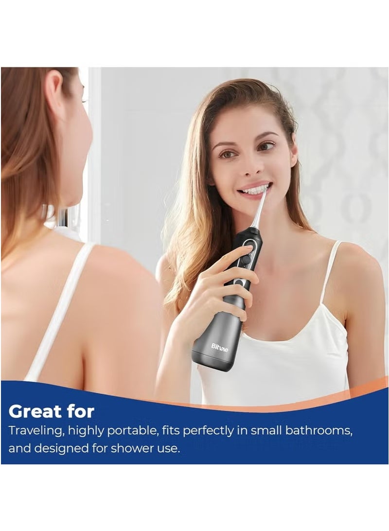 Bitvae C6 Water Flossers for Teeth - Cordless Water Dental Flosser Teeth Picks for Travel with 6 Jet Tips, 3 Modes 5 intensities, IPX7 Waterproof Portable & Rechargeable Oral Irrigator Cleaner Black Gold - Image 4