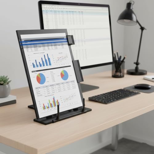 oddpod™ Metal Adjustable Reading Desk Holder/Copy Shelf Metal Typing Book Desk Holder for Hands-Free Reading Stand Holder for Books Document Draft Reader Paper Stand Black Color - Image 2