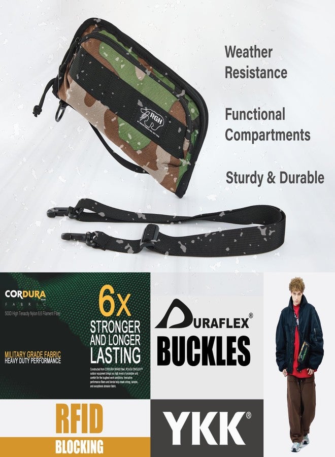 RE ROUGH ENOUGH Rough Enough RFID Passport Holder for Men Travel Family Wallet Premium Document Organizer Case with Crossbody Shoulder Strap Waterproof Camo Cordura - Image 5