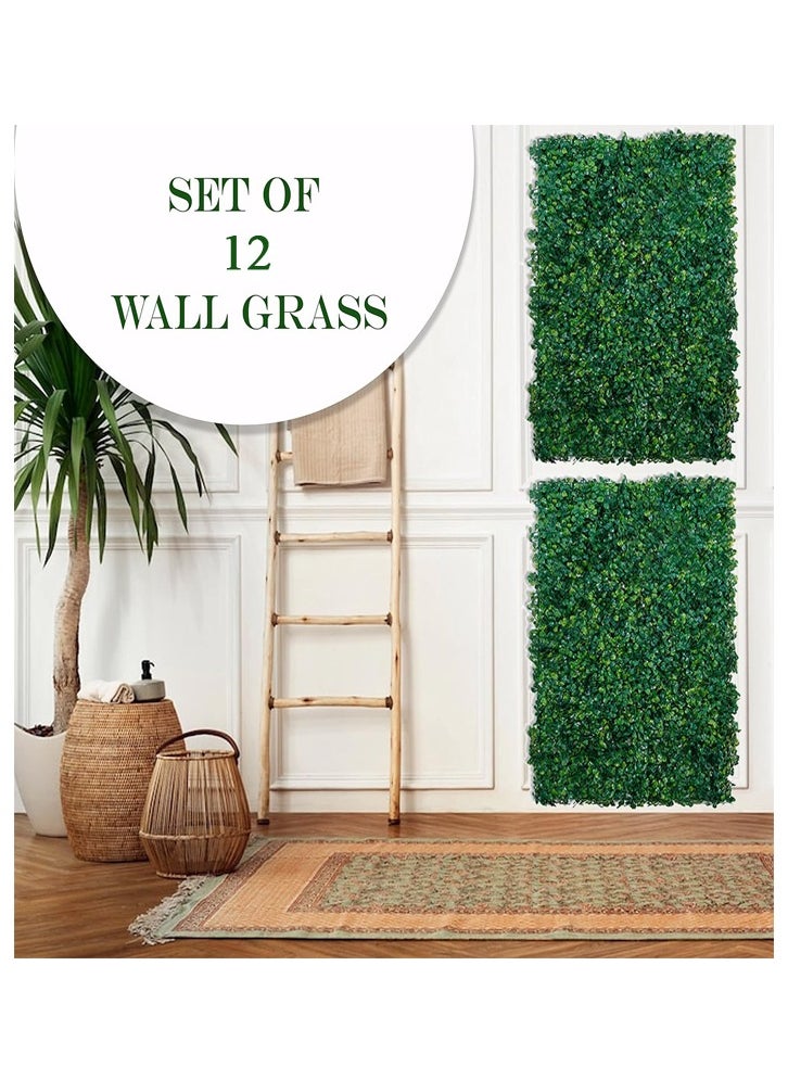 DRAMA HOME Drama Home12 Pcs Wall Grass Artificial Plants Eucalyptus Leaves/Flowers Wholesale Turf For Home Villa Garden Decoration (Green)  - Image 1