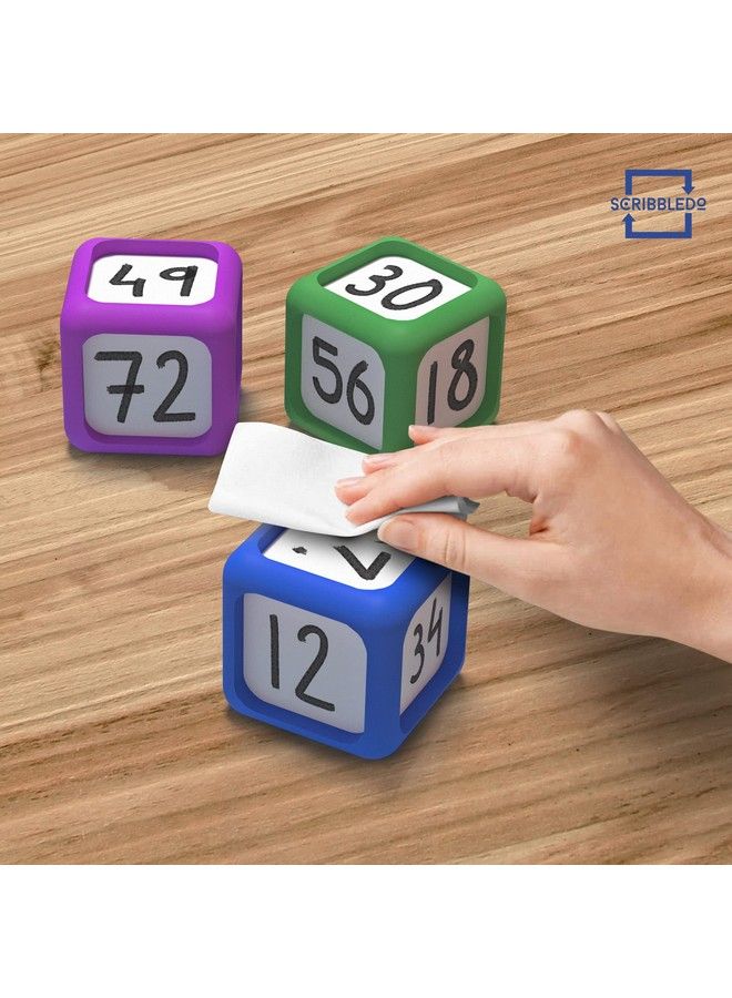 Scribbledo مجموعة نرد قابلة للمسح 42X2 بوصة متعددة الاستخدامات ملونة للكتابة والمسح كتل قابلة للمسح فارغة نرد جيب لرسم الحروف والأرقام والمزيد من المستلزمات التعليمية للفصول الدراسية للأطفال - Image 5