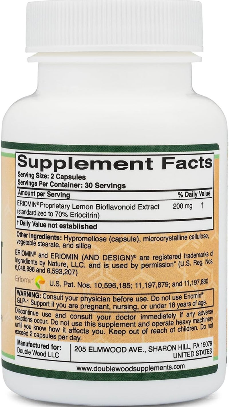 Double Wood Supplements GLP1 Supplement  Clinically Studied Bioflavonoid Extract to Help Support Natural GLP 1 Levels and Promote Gut Health 200mg 30 Servings Std to 70 Eriocitrin and 5 Hesperidin by Double Wood - Image 2