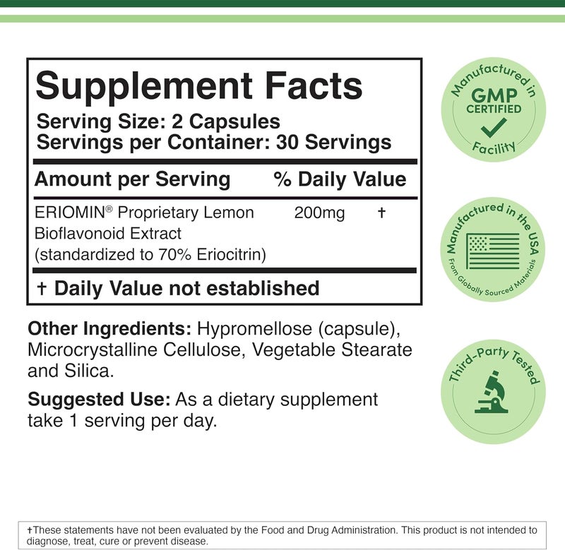 Double Wood Supplements GLP1 Supplement  Clinically Studied Bioflavonoid Extract to Help Support Natural GLP 1 Levels and Promote Gut Health 200mg 30 Servings Std to 70 Eriocitrin and 5 Hesperidin by Double Wood - Image 4