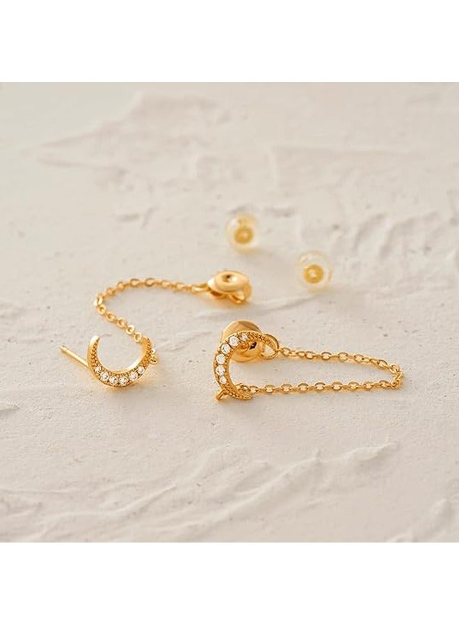 Mevecco Women Huggie Hoop Earrings Gold Ear Stud Cuff 14K Gold Filled Small Boho Beach Simple Delicate Handmade Hypoallergenic Jewelry Gift - Image 5