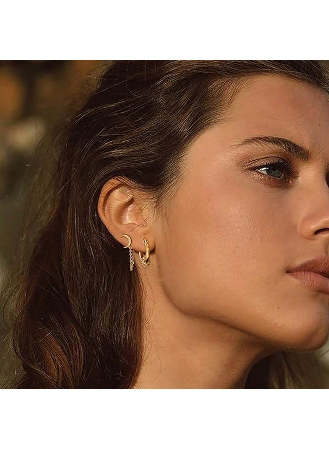 Mevecco Women Huggie Hoop Earrings Gold Ear Stud Cuff 14K Gold Filled Small Boho Beach Simple Delicate Handmade Hypoallergenic Jewelry Gift - Image 2